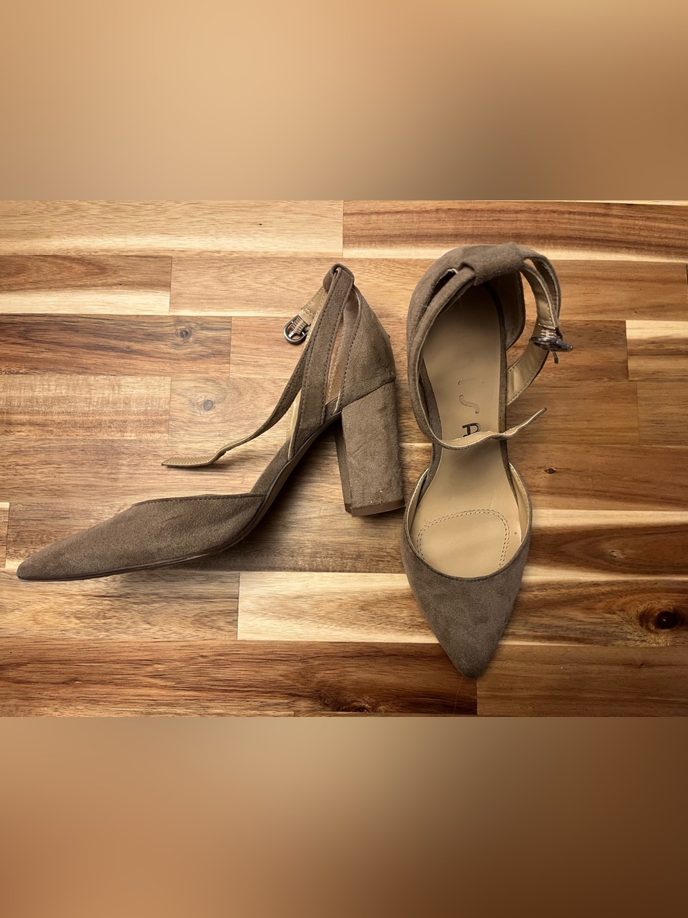 Unisa Taupe Suede Pointed-Toe Ankle-Strap Heels